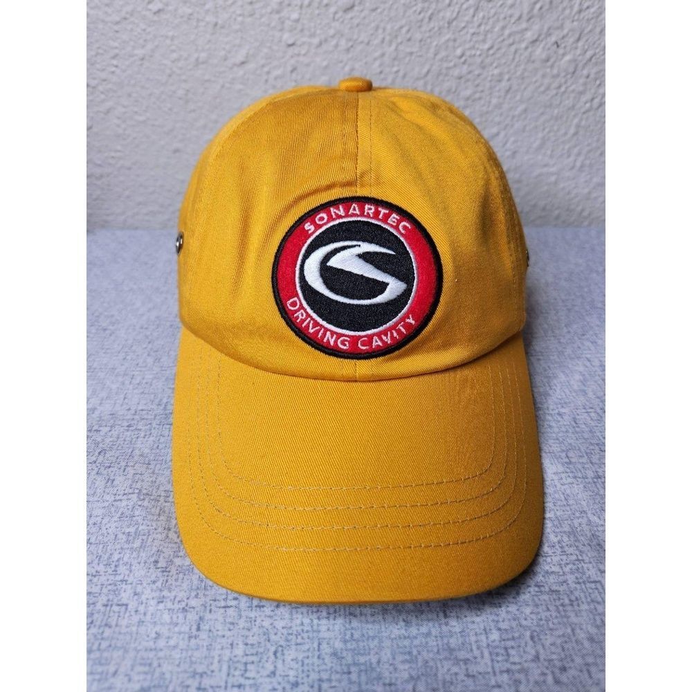 NWT Sonartec Driving Cavity Yellow Ball Cap Embroidered Logo Adjustable Golf